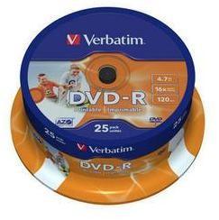 DVD-R Wide Inkjet Printable 16x 4.7GB - 25 Pack Spindle Optical Media 