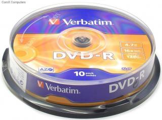 DVD-R 16x 4.7GB  - 10 Pack Spindle Optical Media(Matt Silver) 