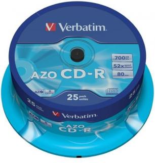 CD-R AZO Crystal 52x 700MB - 25 Pack Spindle Optical Media 