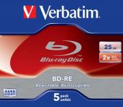 BD-RE SL 25GB - 5 Pack Jewel Case Optical Media 