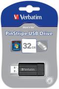 PinStripe 32GB Flash Drive - Black