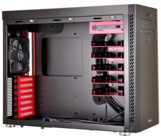 PC-A51WRX Windowed Mid Tower Chassis - Black with black interior + Red highlight 