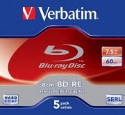 BD-RE 2x 7.5GB 8cm Mini - 5 Pack Jewel Case Optical Media