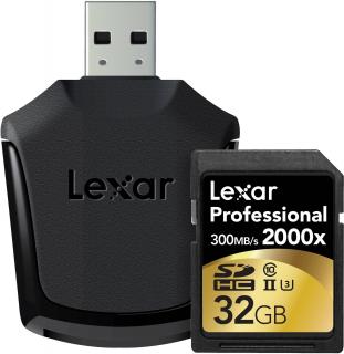 Professional 32GB SDHC UHS-II 2000x Memory Card with USB3.0 Reader 