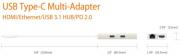 JCA374 USB3.1 Type-C to HDMI, Ethernet, USB3.1 Hub / PD2.0 Multi-Adapter