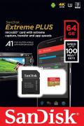Extreme Plus MicroSDXC 64GB Secure Digital XC Class 10 Memory Card with SD Adapter