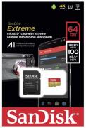 Extreme 64GB UHS-I U3 V30 Class 10 MicroSDHC Memory Card with SD Adapter