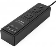 HPC-2A4U Surge Protector Power Strip with 2 Outlet and 4 Port USB Charging - Black