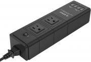 HPC-2A4U Surge Protector Power Strip with 2 Outlet and 4 Port USB Charging - Black