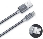 Nylon-braided USB to Micro-USB 1m Charge & Sync Cable - Silver