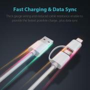 2-in-1 USB to Lightning & Micro USB 1m Charge & Sync Cable - White