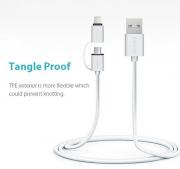 2-in-1 USB to Lightning & Micro USB 1m Charge & Sync Cable - White