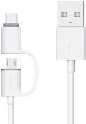 2-in-1 Type-C & Micro USB 1M Charging Cable - White