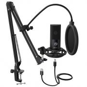 T669 Cardioid USB Condensor Microphone Arm Desk Mount Kit - Black 