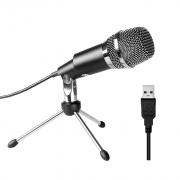 K668 Uni-Directional USB Condensor Microphone with Tripod - Black 