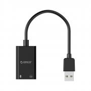 USB External Sound Adapter with 1 x Headset and 1 x Microphone Port – Black