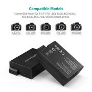 2X 2000mAh Replacement Batteries For Canon LP-E8 With Charger Set