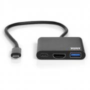 USB-C 3 In 1 Multiport Adapter With 60W PD - Black