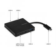 USB  C  To 3 x USB-A Hub With Power Delivery - Black (ACH924EU)
