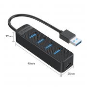 TWU3-4A 4 Port USB 3.0 Hub - Black