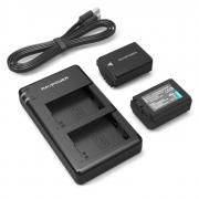 2x 1100mAh Replacement Batteries for Sony NP-FW50 with Charger Set – Black