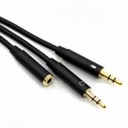 20cm 3.5mm Female to Dual 3.5mm Male AUX Cable - Black 