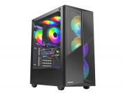 Meshian X X627 ARGB Tempered Glass Mid Tower Gaming Chassis - Black 