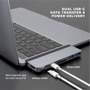 HyperDrive Duo HD28C 7-in-2 USB-C PD 100W Multi-Port Hub - Silver