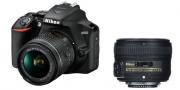 D3500 24.2MP DSLR Camera with 18-55mm F3.5-5.6G AF-P VR + 50mm F1.8G AF-S Lens Kit 