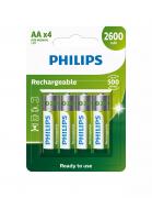 Rechargeable NiMH 2600mAh AA Batteries - 4 pack 