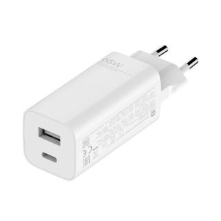 65W GaN USB-A And Type-C Wall Charger - White 