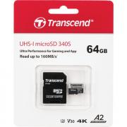 340S 64GB microSDXC UHS-I U3 Memory Card with SD Adapter