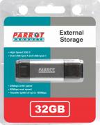 External Storage 32GB USB 3 Type-A + USB Type-C 2-In-1 Flash Drive - Silver