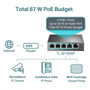 TL-SF1005P 5-Port Ethernet Desktop Switch with 4-Port PoE+
